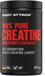 Kreatiini monoh&uuml;draat BODY ATTACK 100% 600 kapslit