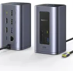 USB-C 12-&uuml;hes dokkimisjaam kahe HDMI 4K, 100W PD, LAN, USB 10Gbps