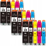 Canon Pixma MG5750 TS6350 tindikassettide komplekt, 15 tk, PGI-570 CLI-571 XL, mikroskeemiga