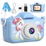 Laste digitaalne kaamera selfie-funktsiooniga Unicorn, Full HD, koos m&auml;lukaardiga