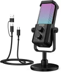 USB mikrofon suunatud heliv&otilde;tuga, AI m&uuml;rasummutuse ja RGB valgustusega