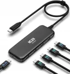 USB-C jagaja ICZI, 4x USB-C 3.2 (10 Gbps), must, &uuml;hilduv Macbooki, Delli, HP, Aceri, Asusega