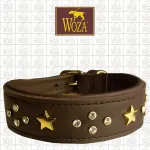 Koera kaelarihm WOZA, 3,3/28 cm, ehtne nahk, 3 kihti, 24K kuld