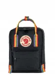 Lastetikott Fjallraven Kanken Mini, must, Rainbow rihmadega