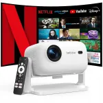 Projektor BETTDOW 4K, WiFi6, Bluetooth 5.2, autofookus, valge