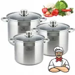 Kinghoff roostevabast terasest potikomplekt, 5 l, 7 l, 9 l, 6-osaline