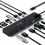 Lemorele USB C 13in1 dokipunkt kahe HDMI, VGA, USB 3.0 ja PD-ga