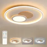 LED laelamp, reguleeritav, kaugjuhtimispuldiga, &uuml;mmargune, puiduimitatsioon, modernne