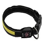 Helendav LED koera kaelarihm, kollane, USB, 3 režiimi, 44&ndash;51 cm