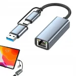 USB-C/USB-A kuni Ethernet (RJ45) v&otilde;rgukaart, 1000 Mbps