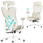 Kontoritool ratastega Songmics, liivakarva, ergonoomiline, kuni 150 kg