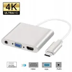USB-C 3.1 adapter HDMI 4K, VGA ja helipistikutega