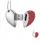USB m&auml;lupulk 16 GB, kaelakee ripats, s&uuml;damekujuline, punane, 619