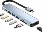 USB-C 7in1 dokijaam, PD100W, 3 USB pesa, 4K HDMI, SD kaardilugeja