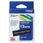 Kleeplint Brother TZE-335, 12 mm, must/valge