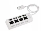 USB-jaotur, 4 &uuml;hendust, USB 2.0, valge, l&uuml;lititega