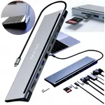 Adapter 12-&uuml;hes Bounn USB-C HDMI 4K, DP, VGA, RJ45 1000Mbps, USB 3.0, USB 2.0, SD/TF pesadega