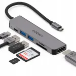 VOOMY Connect H6 USB-C hub: PD 3.0, HDMI 4K, USB-A, SD/TF pesad