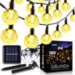 V&auml;lisvalgustuse p&auml;ikesepatareidega kuuskede sari, 11,6 m, 100 LED-iga pallidega