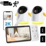 Beebimonitor video 2 WiFi p&ouml;&ouml;rleva kaameraga, 2K 3MP, 5.0" LCD, 4x suum