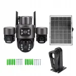 P&auml;ikeseenergial t&ouml;&ouml;tav turvakaamera 3 objektiiviga 6MP HD 360&deg; nurga ja 9P-ga