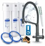 Allakapi vee filter AQUAPHOR CRYSTAL H kolme suunaga kraaniga, must