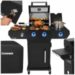 Gaasigrill malmist restidega, 2+1 p&otilde;letiga, 10 kW, roostevaba teras, balloonikapp