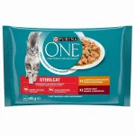 PURINA ONE m&auml;rg steriliseeritud kassitoit kanaliha ja veiselihaga kastmes, 4 x 85 g