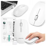 Juhtmevaba USB 2.4G hiir s&uuml;learvutile, valge, vaikne