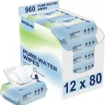 Niisked beebisalvr&auml;tikud Pure Water, 99,9% vett, 12 pakki 80 tk (2x)