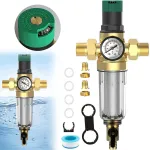 Mehaaniline robustne veefilter isepuhastusega, 3/4" DN20, r&otilde;humenetriga