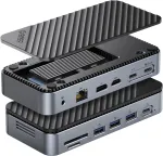USB-C 12in1 dokipunkt M.2 SSD, HDMI, DP, 100W PD, Ethernetiga