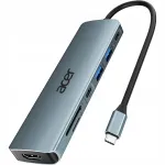 USB-C jaotur Acer 7-in-1: 4K HDMI, 2x USB 3.0, 100W, SD, TF