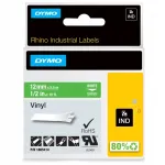 DYMO IND Rhino vin&uuml;&uuml;llint, 12 mm x 5,5 m, roheline valgete t&auml;htedega