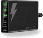 USB jagaja Lamjad, 3x USB-C, 3x QC USB, 96W, USB 3.0