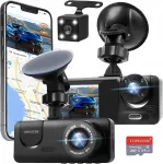 Autokaamera 3-kanaliline WiFi 1080P esi-, taga- ja siseruumidega, &ouml;&ouml;režiim
