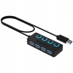 USB jagaja Sabrent 4 pistikut, 5 Gb/s, HB-UM43, iseseisvad l&uuml;litid