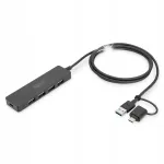 USB jagaja Digitus, 4x USB-A, USB 3.0, 5Gbps, USB-C adapteri ja 1,2 m kaabliga