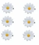 Juukseklambrite komplekt naistele, 6 tk, valged ja kollased koos daisy-mustriga