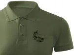 Meeste polo s&auml;rk khaki v&auml;rvi PIKE kalastusmotiiviga