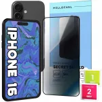 Kare klaasiekraani kaitse Apple iPhone 16, antispy, 9H