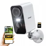 Juhtmevaba 3MP WiFi kaamera, laetav, 64GB