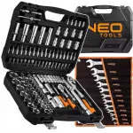 Padrunv&otilde;tmete komplekt NEO Socket 110 osa 1/4 1/2 kohvris, 12 lameda-r&otilde;ngaga v&otilde;tmega