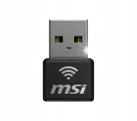 Traadita v&otilde;rgukaart MSI AX1800 Nano USB, must, WiFi 6 (802.11ax)