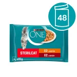 PURINA ONE steriliseeritud kasside toidukomplekt kanaliha ja veiselihaga kastmes, 48 x 85 g
