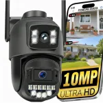 V&auml;lise IP WiFi-kaamera 10 MP topeltkaamera, UHD, p&ouml;&ouml;ratav, liikumise tuvastuse ja h&auml;irega