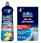 N&otilde;udepesumasina hoolduskomplekt FINISH: sidruni l&otilde;hnaga loputusvedelik 800 ml + sool 1,5 kg