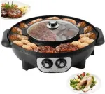 Elektriline Korea BBQ grill ja hotpot 2in1 kaanega, must, reguleeritav