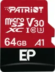 Micro SDXC m&auml;lukaart PATRIOT 64GB, Class 10, UHS-I U3, A1, V30