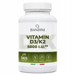 Toidulisand Bandini Vitamin D3 K2, 365 tabletti, 5000 IU D3, 100 mcg K2